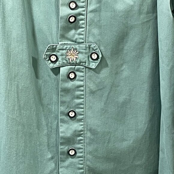CATAMARAN Button Down Long Sleeve Embellished One of a Kind Shirt, Green - L/XL - Picture 3 of 11